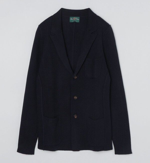 SHIPS「ALAN PAINE:メリノウール 7ゲージ ラペル ジャケット」|ニット・セーター|ネイビー