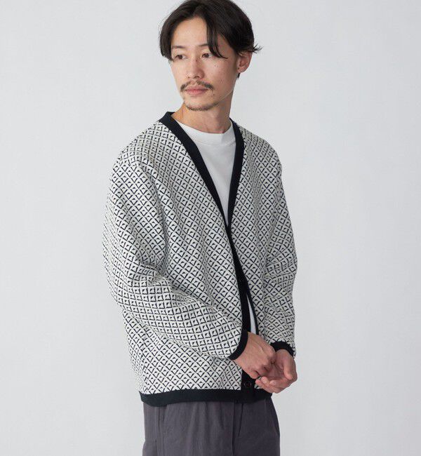 SHIPS「SHIPS: ジャカード 小紋柄 Vネック カーディガン」|カーディガン|