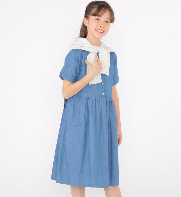 SHIPS KIDS「SHIPS KIDS:140～150cm / ダンガリー 半袖 ワンピース」|ワンピース|