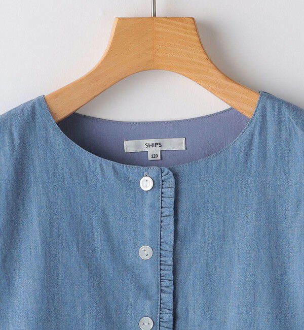 SHIPS KIDS「SHIPS KIDS:140～150cm / ダンガリー 半袖 ワンピース」|ワンピース|