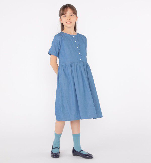 SHIPS KIDS「SHIPS KIDS:140～150cm / ダンガリー 半袖 ワンピース」|ワンピース|