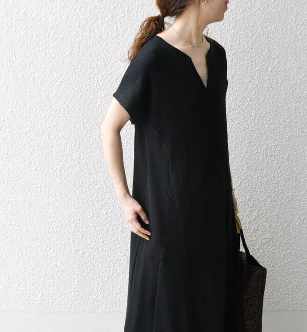 SHIPS any「SHIPS any:〈洗濯機可能〉ワッフル スキッパー Aライン ワンピース」|ワンピース|