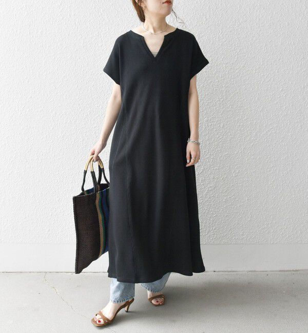 SHIPS any「SHIPS any:〈洗濯機可能〉ワッフル スキッパー Aライン ワンピース」|ワンピース|