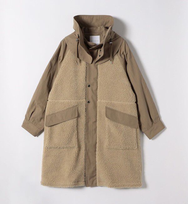 quaranciel「quaranciel: ポリエステル フェイク ファー ボア フーデッド コート」|ミリタリー・モッズコート|