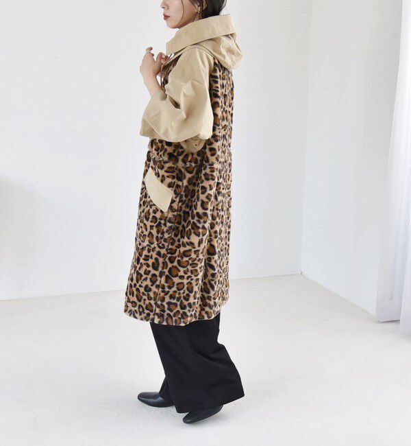 quaranciel「quaranciel: ポリエステル フェイク ファー ボア フーデッド コート」|ミリタリー・モッズコート|