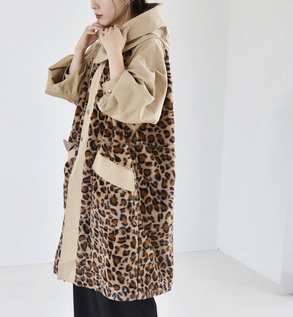 quaranciel「quaranciel: ポリエステル フェイク ファー ボア フーデッド コート」|ミリタリー・モッズコート|