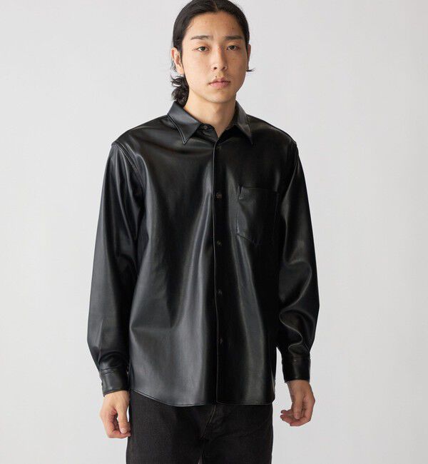 SHIPS「BENCH MARKING SHIRT: レギュラーカラー 合成皮革 シャツ」|シャツ・ブラウス|