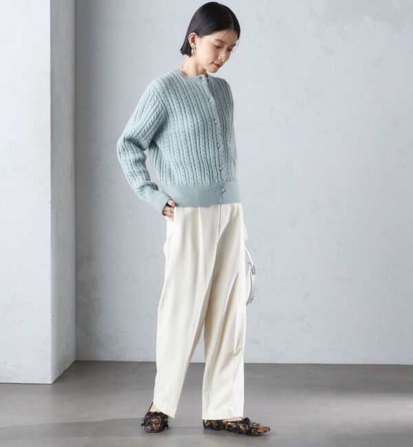 SHIPS for women「〈手洗い可能〉ビジュー ボタン ケーブル カーディガン」|カーディガン|