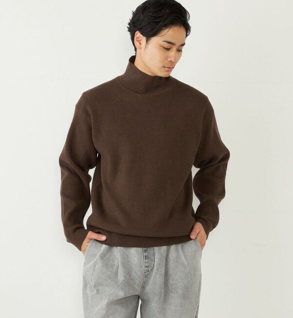 SHIPS Colors 「SHIPS Colors:〈洗濯機可能〉畔編み ハイネック ニット」|ニット・セーター|ブラウン