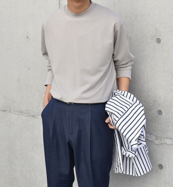 SHIPS any「SHIPS any: デザイン リブ ハイゲージ ポンチ クルーネック Tシャツ (ロンT)◇」|Tシャツ・カットソー|