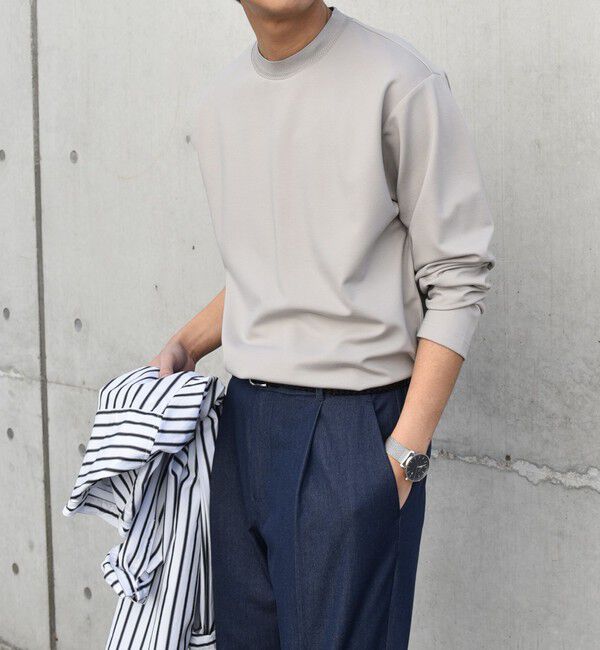 SHIPS any「SHIPS any: デザイン リブ ハイゲージ ポンチ クルーネック Tシャツ (ロンT)◇」|Tシャツ・カットソー|