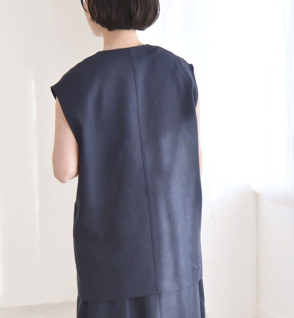 quaranciel「quaranciel:〈洗濯機可能〉Vネック ジレ＆フレア スカート セットアップ」|フレア|