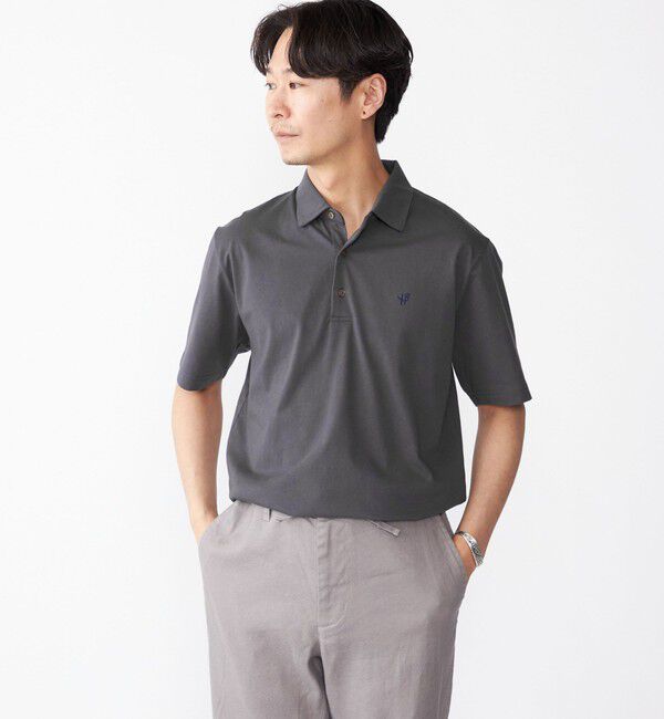 SHIPS「【WEB限定】SHIPS:〈吸水速乾〉アイスタッチ ワンポイント ロゴ レギュラーカラー ポロシャツ」|Tシャツ・カットソー|ダークグレー