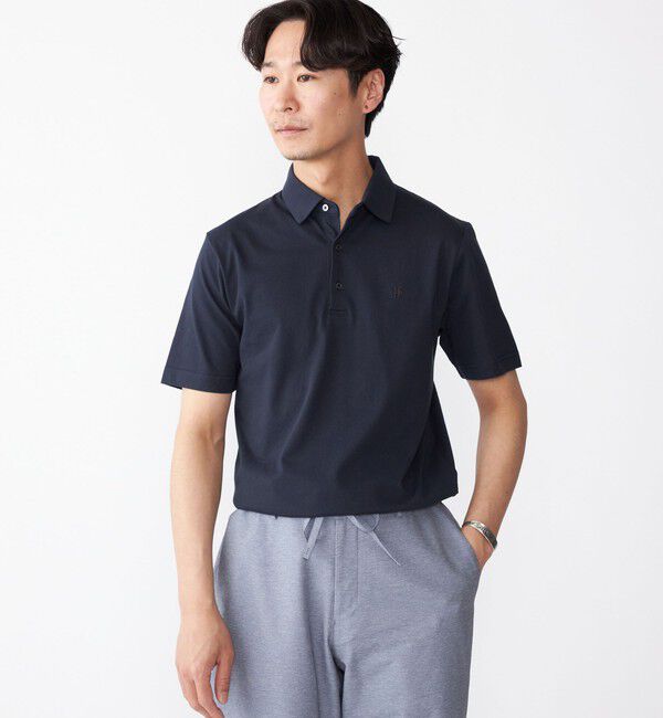 SHIPS「【WEB限定】SHIPS:〈吸水速乾〉アイスタッチ ワンポイント ロゴ レギュラーカラー ポロシャツ」|Tシャツ・カットソー|ネイビー