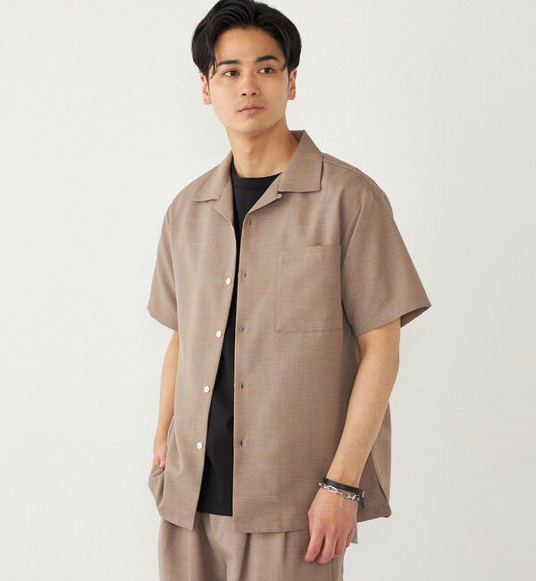 SHIPS Colors 「SHIPS Colors:〈洗濯機可能〉ポリトロ オープンカラー シャツ」|シャツ・ブラウス|ブラウン