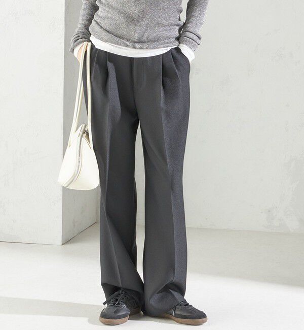 SHIPS for women「〈手洗い可能〉TUMUGITO(R) シャーク ツイード タック パンツ」|その他|ブラック