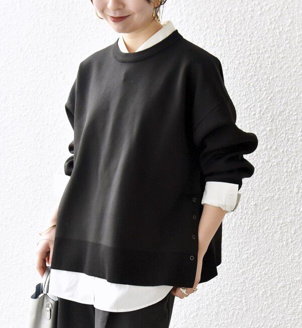 SHIPS any「《予約》SHIPS any:〈手洗い可能〉サイドスリット クルーネック ルーズ プルオーバー」|ニット・セーター|