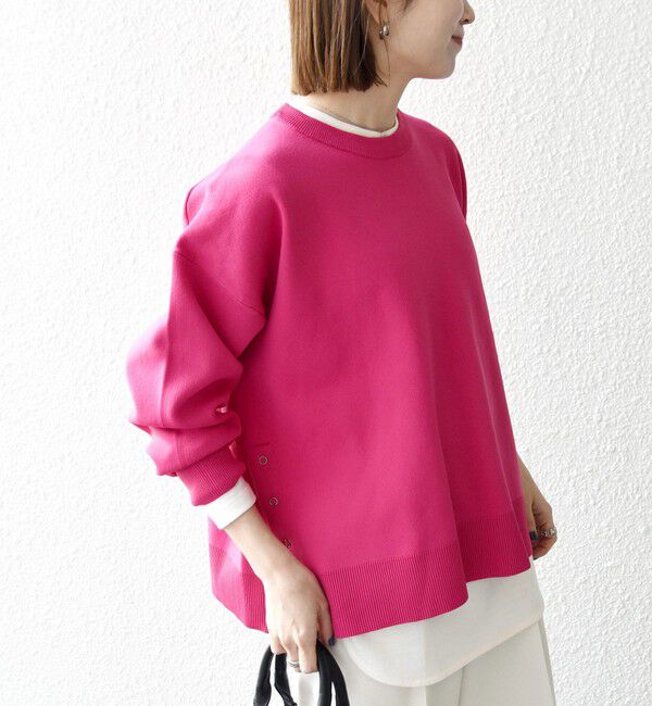 SHIPS any「《予約》SHIPS any:〈手洗い可能〉サイドスリット クルーネック ルーズ プルオーバー」|ニット・セーター|