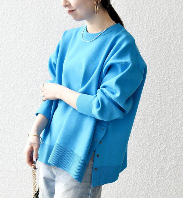 SHIPS any「《予約》SHIPS any:〈手洗い可能〉サイドスリット クルーネック ルーズ プルオーバー」|ニット・セーター|