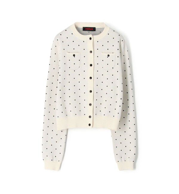 キャバン　ドットカーディガン　白黒 CABaN（キャバン） カーディガン コットンカシミヤ ドットジャカード
