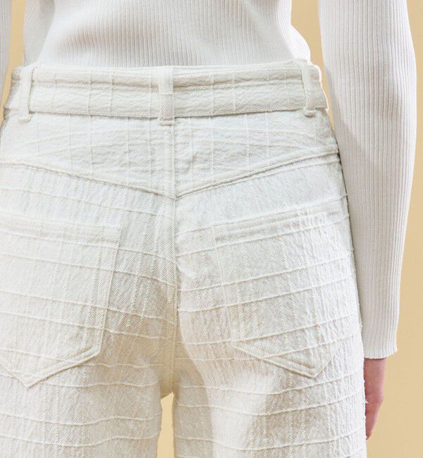 DES PRES「ウィンドウペンストレッチデニム ベルテッドパンツ」|デニム|