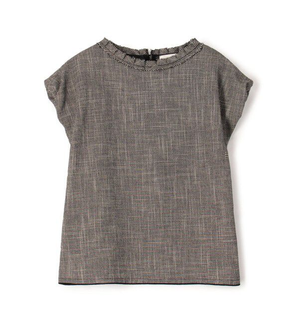 Ballsey 新品 ポリエステルレーヨンカラミ ポリエステルレーヨンカラミ フレンチスリーブブラウス（Ballsey