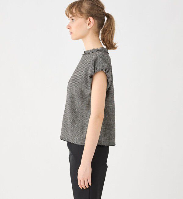 Ballsey 新品 ポリエステルレーヨンカラミ ポリエステルレーヨンカラミ フレンチスリーブブラウス（Ballsey