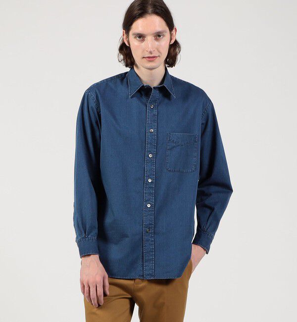 TOMORROWLAND MENS「コットンインディゴ セミワイドカラーシャツ」|シャツ・ブラウス|
