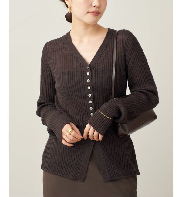 Plage「RIB BUTTON カーディガン」|カーディガン|ブラウン