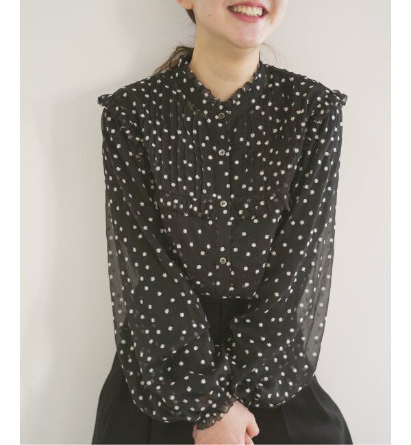 IENA「《追加》楊柳フリルピンタックブラウス」|シャツ・ブラウス|ブラック