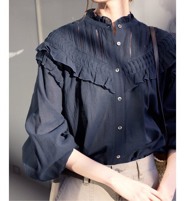 SLOBE IENA「《WEB限定》フリルピンタックブラウス」|シャツ・ブラウス|