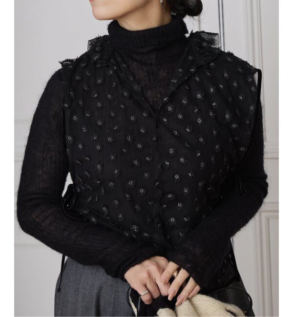 IENA LA BOUCLE「IENA LA BOUCLE フラワーモチーフチュールベスト」|シャツ・ブラウス|ブラック