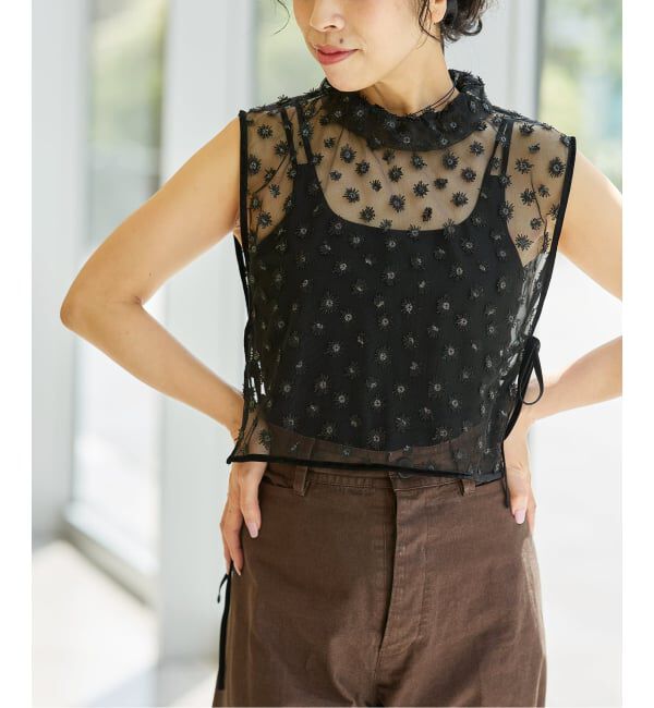 IENA LA BOUCLE「IENA LA BOUCLE フラワーモチーフチュールベスト」|シャツ・ブラウス|