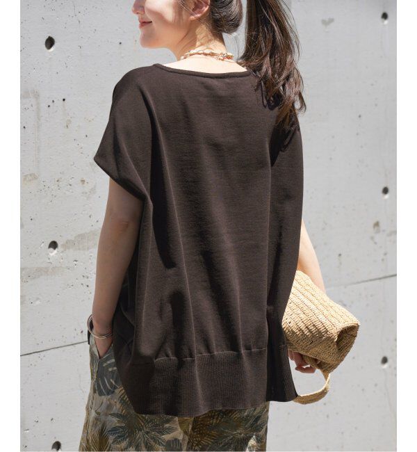 IENA「《追加6》 コットンストレッチ NEOワイドクループルオーバー」|ニット・セーター|