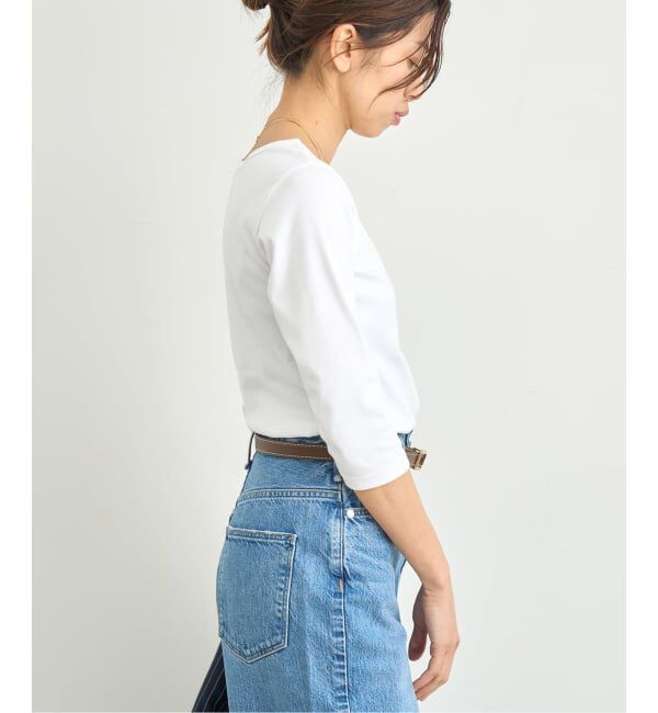 IENA「《追加》ATON/エイトン 別注 SUVIN FRAISE ボートネック Tシャツ」|Tシャツ・カットソー|