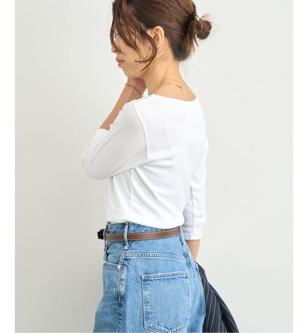 IENA「《追加》ATON/エイトン 別注 SUVIN FRAISE ボートネック Tシャツ」|Tシャツ・カットソー|