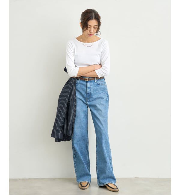 IENA「《追加》ATON/エイトン 別注 SUVIN FRAISE ボートネック Tシャツ」|Tシャツ・カットソー|