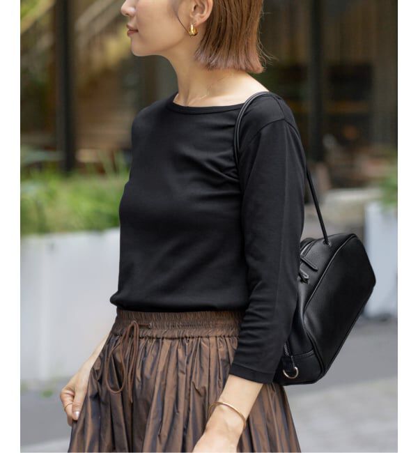 IENA「《追加》ATON/エイトン 別注 SUVIN FRAISE ボートネック Tシャツ」|Tシャツ・カットソー|