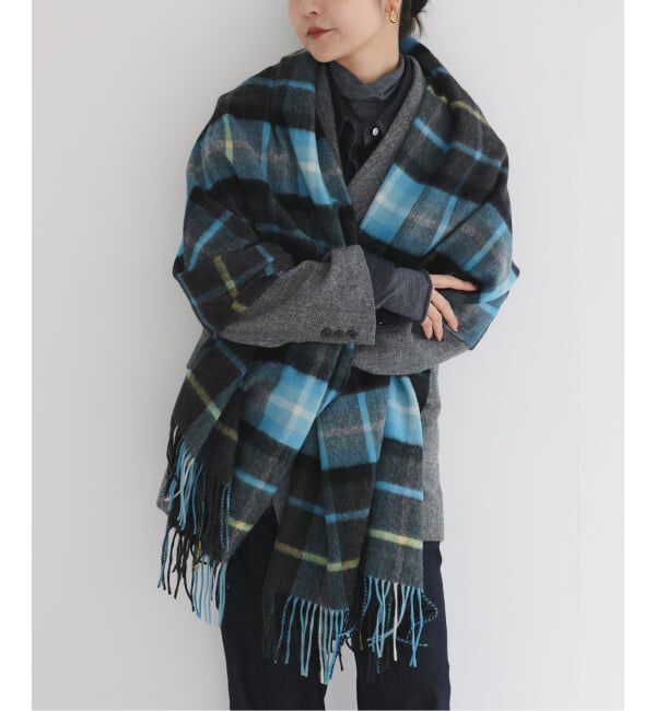 TWEED MILLブルーグレーチェック ストール フレームワークスローブイエナ TWEED MILLブルーグレーチェック ストール フレームワークスローブ