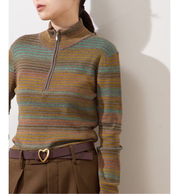 journal standard L'essage「ハイゲージリブZIPプルオーバー」|ニット・セーター|オレンジベース