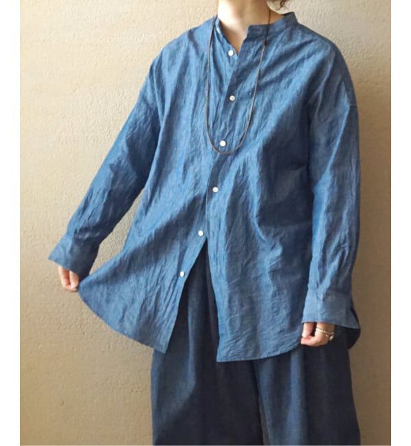 journal standard luxe「CLシャンブレー スタンドカラーシャツ」|シャツ・ブラウス|ブルー