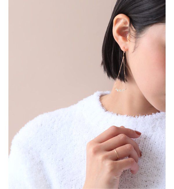 Lilas by Spick&Span「グラデーションパールカーブモチーフピアス K10（両耳）」|ピアス|