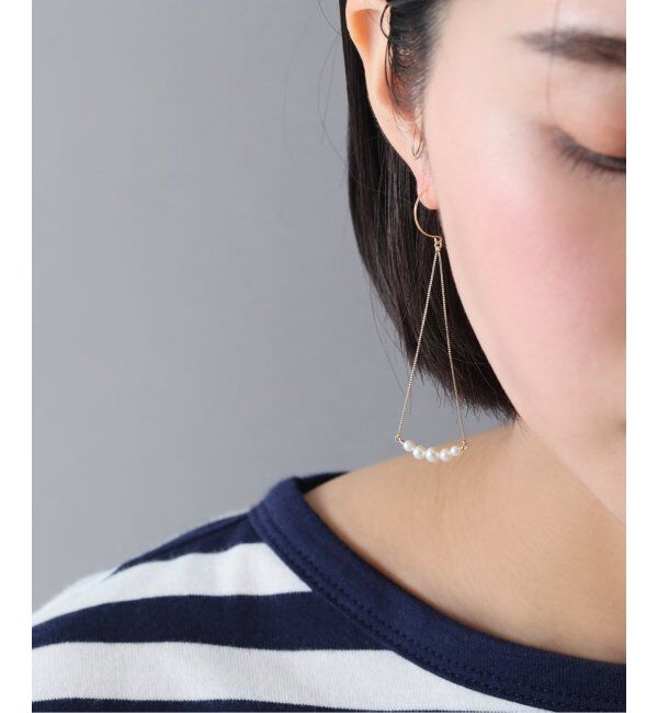 Lilas by Spick&Span「グラデーションパールカーブモチーフピアス K10（両耳）」|ピアス|