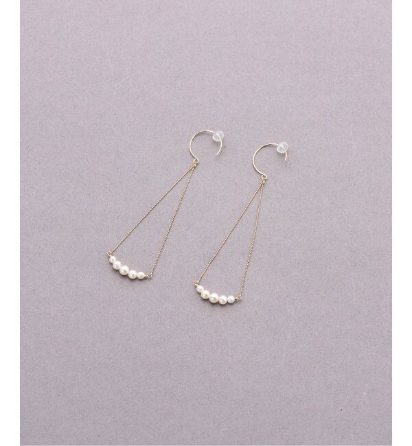 Lilas by Spick&Span「グラデーションパールカーブモチーフピアス K10（両耳）」|ピアス|