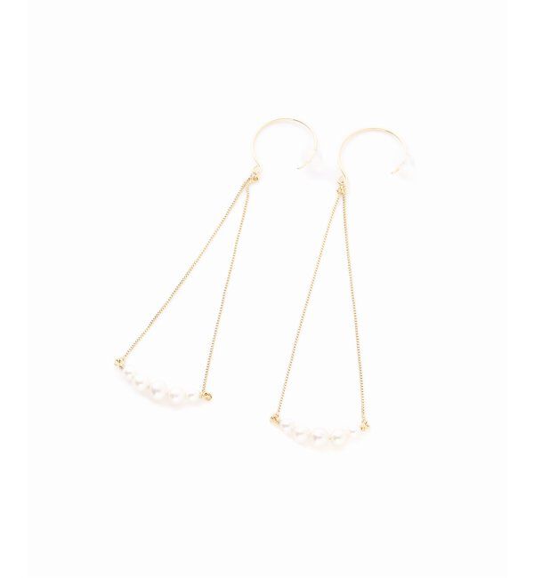 Lilas by Spick&Span「グラデーションパールカーブモチーフピアス K10（両耳）」|ピアス|