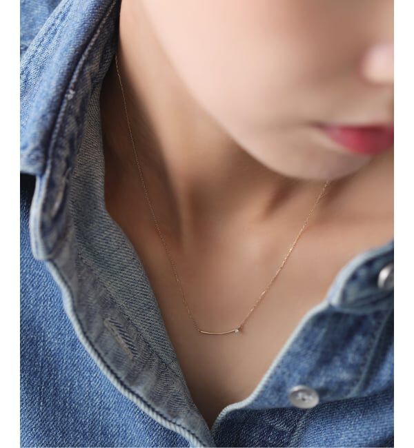 Lilas by Spick&Span「《WEB限定》カーブライン1ツブダイヤネックレス K10」|ネックレス|