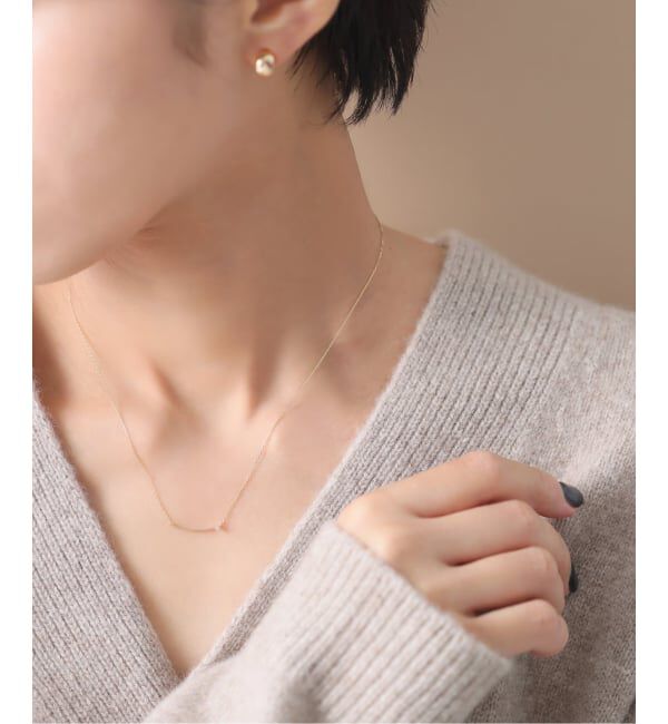 Lilas by Spick&Span「《WEB限定》カーブライン1ツブダイヤネックレス K10」|ネックレス|