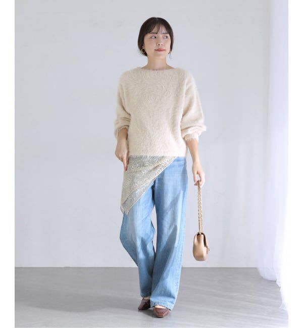  「《WEB限定予約》【洗える】ファーバックパール長袖プルオーバー」|ニット・セーター|