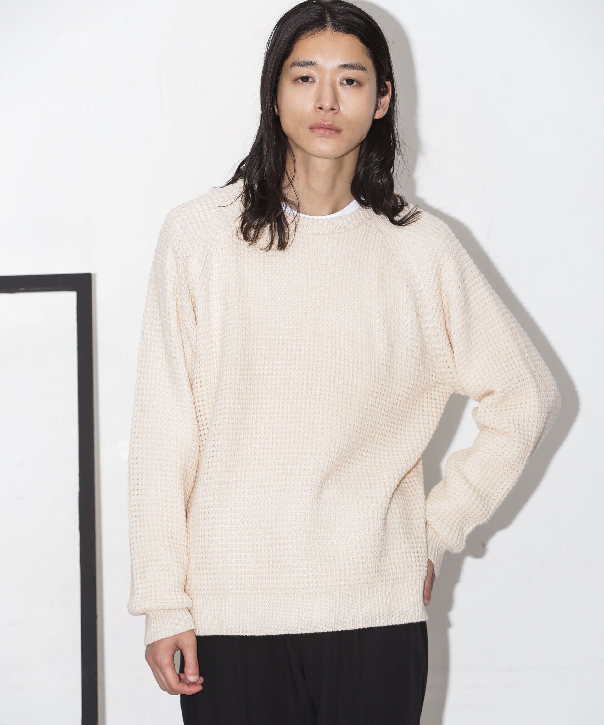 nano･universe「ワッフルラグランニット」|ニット・セーター|