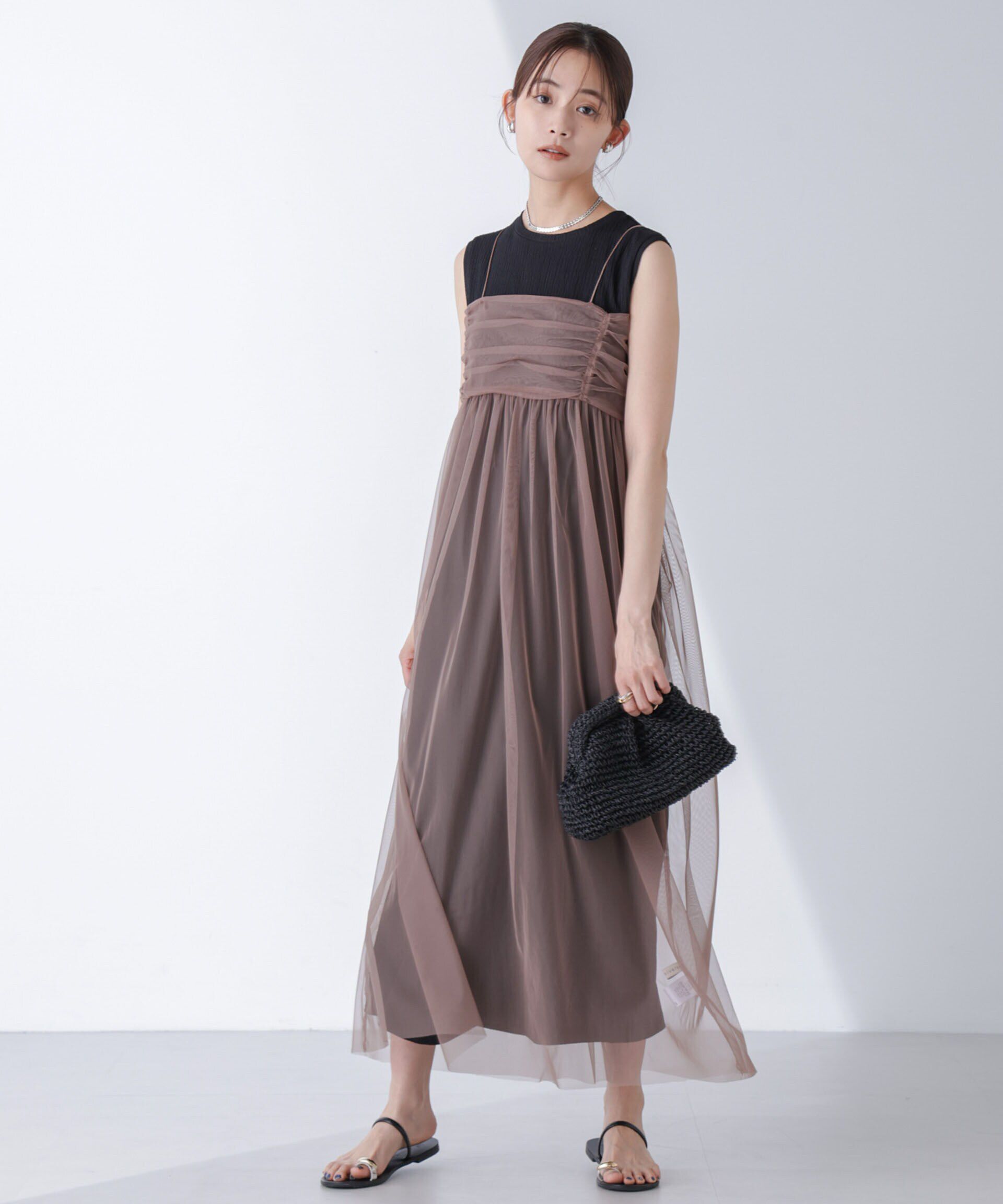 nano･universe「チュールキャミ&times;カットワンピースセット」|ワンピース|